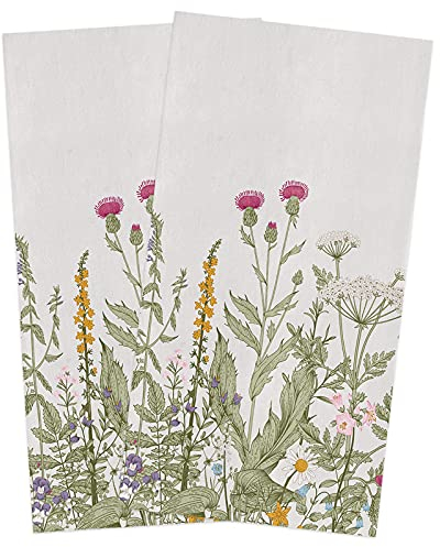 Küchentücher, Geschirrtuch, Set mit 2 Stück, Frühlingsblumen, grüne Blätter, Pflanze, saugfähige Handtücher, Reinigung, Geschirrtuch, Geschirrtücher, Gartenblumen, botanisch, wiederverwendbar, zum
