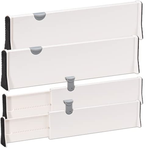 BillyBath Organizador Ajustable de Cajones, Separador de Utensilios de Cocina con Resorte para Dormitorio Baño 38-54cm Paquete de 4