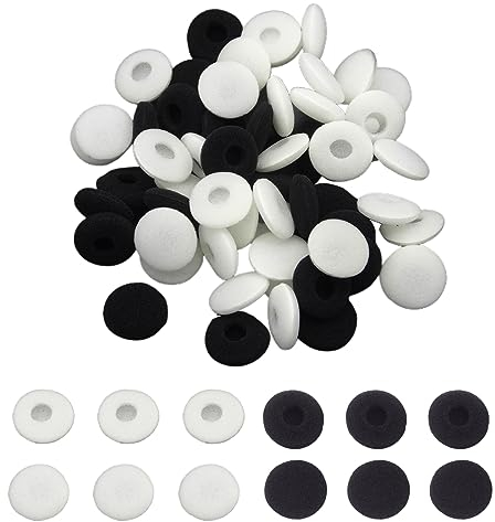 IUDWCG - 100 Pcs Schaumstoff-Ohrpolster, In-Ear-Kopfhörerabdeckung Ersatzschwamm für Kopfhörer, MP3 MP4 iPod ipod itouch ipad Kopfhörer, weiche Textur (schwarz und weiß)