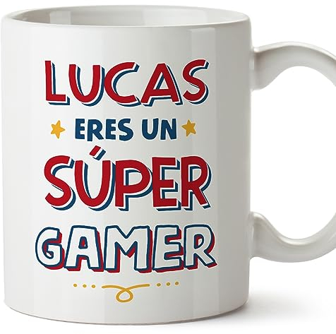 MUGFFINS Tazas Personalizadas para GAMER hombre - En Español - Eres Súper - 11 oz / 330 ml - Regalo Personalizable original y divertido