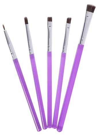 Set di 5 pennelli per decorare, per uso alimentare, per spolverare glitter commestibili e pitturare con colori commestibili su dolcetti, setole sintetiche (5, viola)