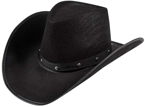 TrendandStylez Cowboyhut schwarz, Sheriff, Filzhut Wilder Westen für Damen und Herren, JGA, Mottoparty, Fasching Karneval
