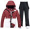ALSOGO Damen Skijacke & Skihose Set Skianzug 2 teilig Schneeanzug Wasserdicht Warm Winterjacke mit Abnehmbare Kapuzen zum Skifahren Snowboarden Schneejacke Schneehose TY133RDW Schwarz 2XL
