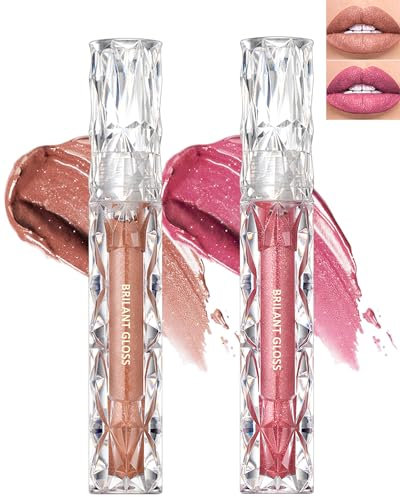 Rossetto glitterato nudo rosa-2 pezzi molto pigmentati labbra colore gloss, rossetto a lunga tenuta, brillante, waterproof, not-stick Cup liquido opaco rossetto trucco regali per donne-07+08