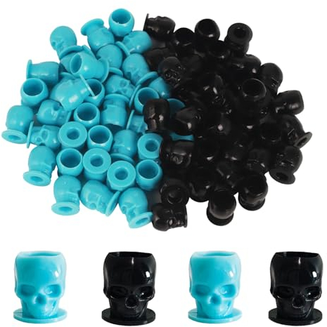Tattoo Farbkappen Cups, Rayyl 400pcs Tattoo Ink Caps Cups 15mm Tattoo Tinte Tassen mit Stabiler Basis für Tattoo Zubehör (Schwarz und Blau)