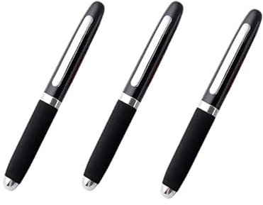 Kugelschreiber Kurz Parabolhe Mini-Kugelschreiber Schwarz Hochwertig Ergonomische Kugelschreiber mit Touchpen Kuli Metall Kugelschreiber Set für Büro und Haushalt (3*Schwarz)