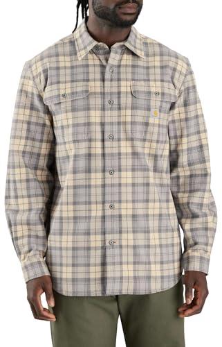 Carhartt Men's Loose Fit Heavyweight Flannel, Carhartt Gray, 3XL