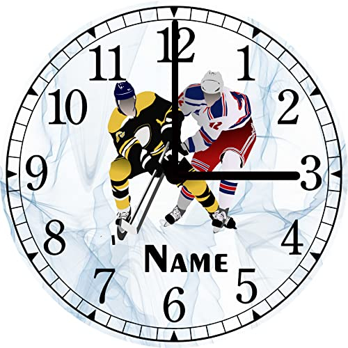 Print Equipment (67.17) Glasuhr Wanduhr Kinderuhr - Eishockey Eishockeyspieler - Ø 29 cm - gern auch personalisiert