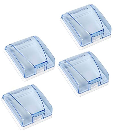 UPKOCH - Cubierta de pared impermeable, 4 piezas, carcasa protectora antisalpicaduras tipo 86, para baño, sala de estar, balcón, material de PC duradero, azul transparente