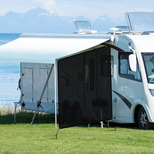 SUPAREE 7'x9' Pantalla de Protección Solar Caravana Pared Caravana Toldo Lateral Toldo Camper Bloqueador UV Universal para Autocaravana Furgoneta con Kits Completos