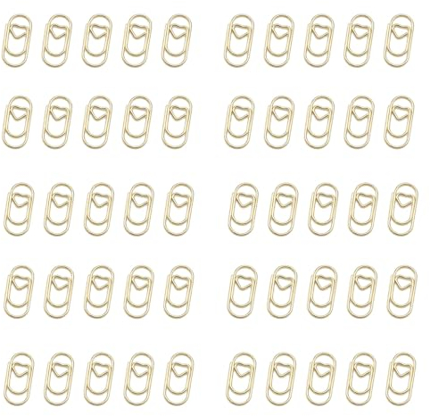 Büroklammern,50 Stück Büroklammern Herz,Büroklammern Set Klein Büroklammer Oval Motiv für Büro, Klassenzimmer, Aktenklammer(Gold)