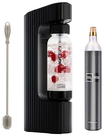 Twenty39 qarbo LUXE Premium Metal Sparkling Water Maker Machine with CO2 Cylinder (Black)