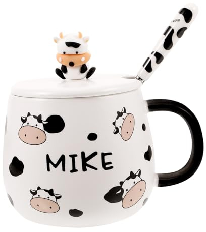 Garneck Taza De Cerámica Novedosa Con Forma De Vaca Para Té Juego De Tazas Reutilizables Con Tapa Cuchara Taza De Agua Para Cocina
