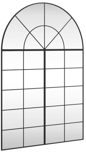 vidaXL Specchio da Parete Nero 100x150 cm Arco in Ferro, Specchio a Muro, Specchio a Parete ad Arco, Specchio da Salotto, Specchio