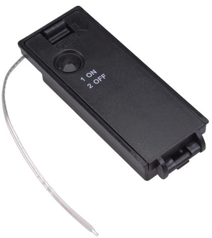 AA x 2 Switched Black Battery Holder with Pushbutton On-off Switch