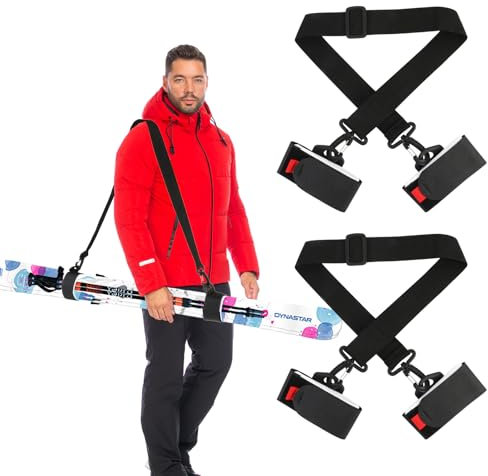 QKURT 2 STK Ski Tragegurte, verstellbare Ski Schultergurte, Bindungsgurte, Skischuh Tragegurte, Tragegurte für Skistöcke, Board, Snowboard