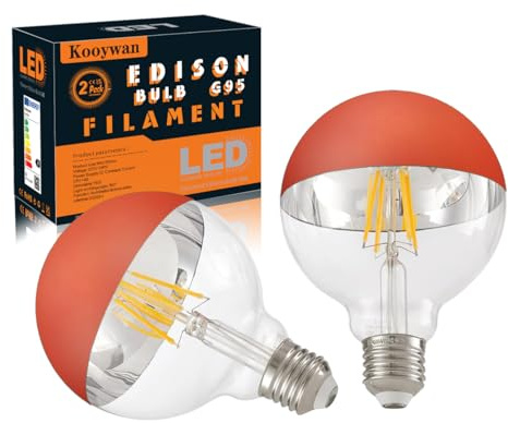 KOOYWAN Dimmbar LED orange Globus Kopfspiegel Lampe warmweißes E27 8W Deko Glühbirne