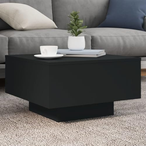 Tables-Accent Tables-Coffee Tables-Coffee Table with LED Lights Black 55x55x31cm