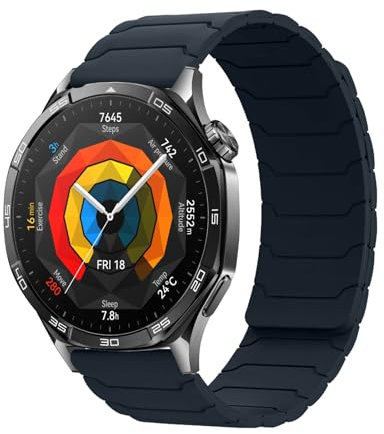 Hinnwer 22mm Armband Kompatibel mit Huawei Watch GT 6 46mm/Huawei Watch GT 6 Pro 46mm/Ultimate 2/5/GT 5/GT 5 Pro, Doppelseitiges Magnetische Silikon Ersatzarmband Mitternacht