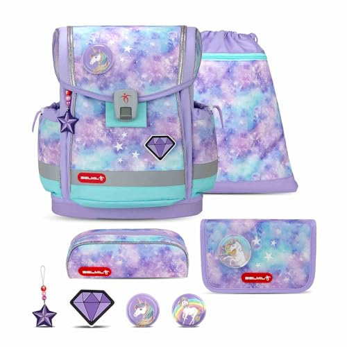 Belmil Classy Plus Schulranzen Set 5-teilig mit Brustgurt (405-78/AG/S) (Diamond Unicorn)