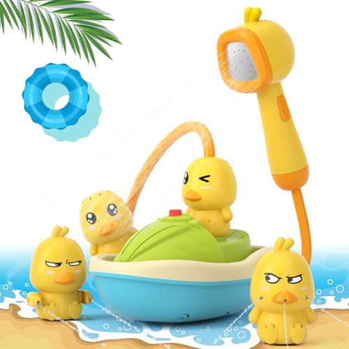 Juguetes de Baño para Bebé, Bañera Juguetes Bebés con cabezal de ducha, Juguete de baño de pato, Juguete Baño Bebe pato, Conjunto Juguetes para Baño, Juguete Cascada de Agua, Juguetes Bañera para Bebe