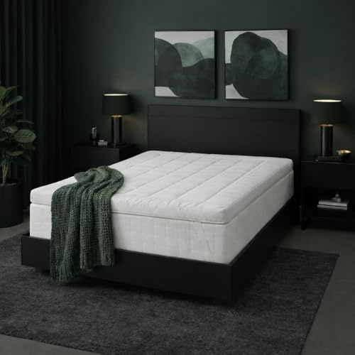 Cool Touch weiche Matratzenauflage für King-Size-Bett, 5 cm dick, 150 x 200 cm, gesteppter Schaumstoff, hypoallergen und atmungsaktiv, mit Eckgurten, weiche Bettauflage für Kingsize-Bett, Schlafsofa