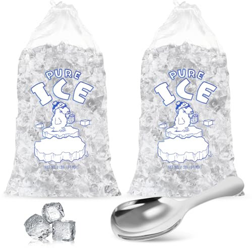 12Pcs Ice Bags with Drawstring, Ice Cube Bag for Freezer, Heavy Duty Ice Bags Reusable with 8 lbs Capacity, Freezer Ice Storage Bag with Silver Scoop for Camping and Picnicking