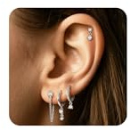 jagosen 4 Pairs Sterling Silver Plated Hoop Chain Earrings Stack Hypoallergenic Dainty Dangle Stackable Cubic Zirconia Cartilage Studs Trendy Fashion Jewellery