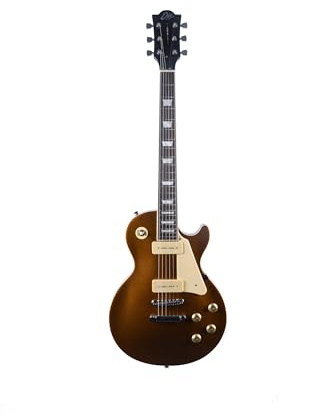 EKO GUITARS - LS-400 E-Gitarre, Korpus aus Paulownia, Ahornhals, Griffbrett aus Lorbeer, 2 P-90 Pickups, Tune-O-Matic Bridge, 22 Bünde, Mensur 630 mm, Farbe Gold