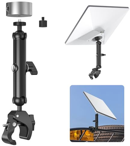 Starlink Mini kit di montaggio regolabile, adattatore per palo e morsetto in alluminio con filettatura da 1/4-20 e 3/8-16 per camper, camper, portapacchi, balcone, yacht, kit di montaggio facile per