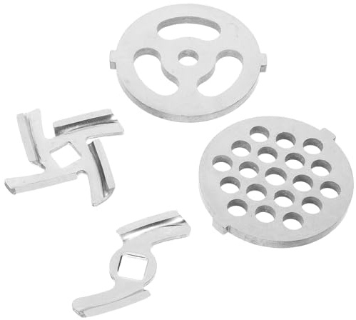 VALICLUD Edelstahl Fleischwolf Messer Und Lochscheibe Set 2 Mahlplatten 2 Schleifschneider Ersatzteile Für Elektrische Küchenmaschinen Einfache Montage Effizientes Fleischzerkleinern