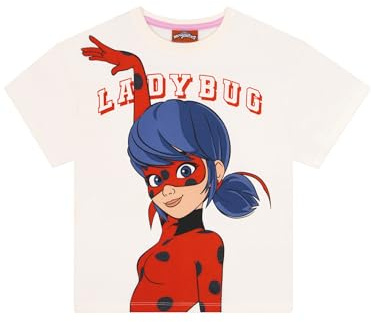 Miraculous Ladybug Mädchen T-Shirt, bequemes T Shirt Kinder mit Glitzer, süßes T Shirt Mädchen für Alltag und Sommer