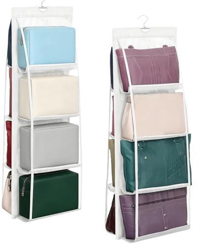SHENGYIG 2 Stück Handtaschen Aufbewahrung,Taschenaufbewahrung mit 8 Fächern | Multifunktional Hängend Hängeorganizer, Faltbar Taschen Organizer Schrank, für Taschen, Unterwäsche und Handtücher