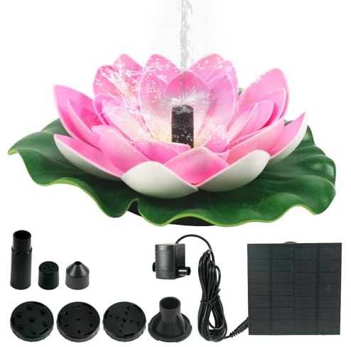 1.2W Solar Water Pump Fountain with 5 Nozzles Solar Fountain for Garden Pond Bird Bath Fish Tank Water Feature Pool Outdoor Décor (Pink)
