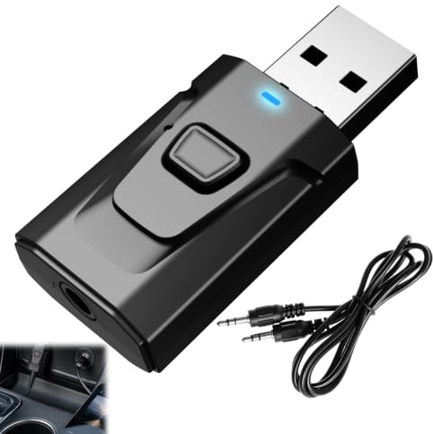 5.4 Bluetooth Adapter for TV, Dual Mode with 3.5mm AUX and USB Power | Transmitter Receiver 2 in 1 USB Audio Adapter, Bluetooth Dongle for Car PC TV, Enhanced Audio Performance for Headphones