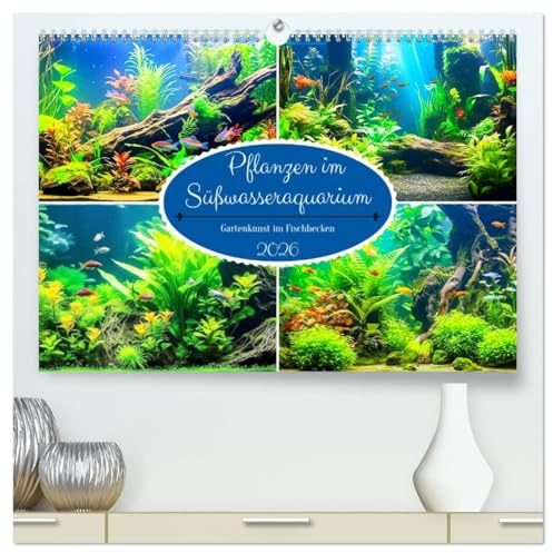 Pflanzen im Süßwasseraquarium. Gartenkunst im Fischbecken (hochwertiger Premium Wandkalender 2026 DIN A2 quer), Kunstdruck in Hochglanz: Faszinierende ... Aquariumbepflanzung (CALVENDO Hobbys)