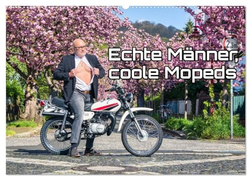 Echte Männer, coole Mopeds (Wandkalender 2026 DIN A2 quer), CALVENDO Monatskalender: 50er Mopeds und Männer zeigen sich in ihren besten Jahren. (CALVENDO Kunst)