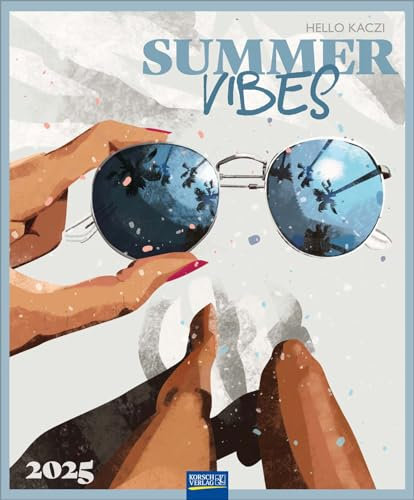 Wandkalender 2025 Summer Vibes: Großer Wandkalender mit Illustrationen voller Lebensfreunde von Hello Kaczi. Hochformat: 45,5 x 55 cm.