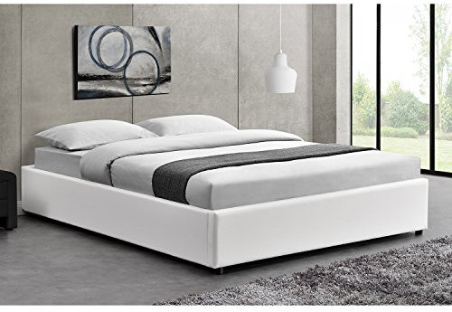 CONCEPT USINE | Structure de Lit KENNINGTON Blanc | Lit avec Coffre de Rangement Très Pratique Intégré | Gain de Place | Dimensions 160 x 200 cm | Cadre de Lit au Design Simple, Epuré et Elégant