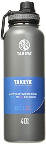 TAKEYA 50025 Insulated Stainless Steel Water Bottle, 18/8 Food Grade, Graphite