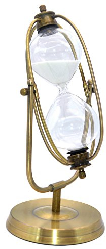 Reloj de arena de cristal de bronce, para decoración, temporizador de cocina, de clases, etc. 30 Mins Rotating White in 30 Mins