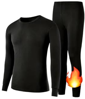 Orbiz Men’s Thermal Underwear Set - Heat-Retaining Long Sleeve Top & Bottoms, Base Layer for Outdoor Activities, Ultimate Warmth Perfect for Winter & Cold Weather (Medium, Black)