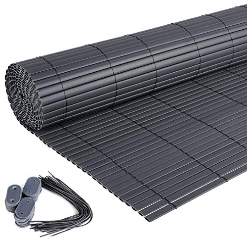 Laneetal Valla de Privacidad de PVC, Valla Protectora de Plástico contra Rayos UV, para Balcón Terraza con Accesorios de Fijación, Resistente a la Intemperie, Gris, 80 x 500 cm