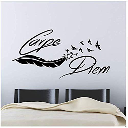 JWJQTLD Wandaufkleber,Carpe Diem Feder Eingerichtete Vinyl Wall Sticker Für Schlafzimmer Wohnzimmer Home Decor Oder Jede Glatte Oberfläche
