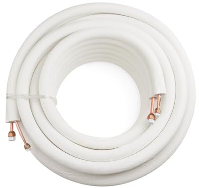 ICOOL Mini-Split-Leitung, 6,3 cm und 0,95 cm Außendurchmesser, Doppel-Kupferrohre, 0,95 cm verdickte PE-isolierte Spule, Kupferleitung für Klimaanlage, HVAC, Kühl- und Heizgeräte
