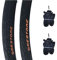 Ecovelo 2 neumáticos + 2 cámaras de aire 700 x 25 C (25-622) Deestone ON Off Road, Corsa, Gravel Bike D839 Negros | Neumáticos de carretera de goma para bicicleta