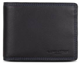 Lancaster | Soft Vintage Homme - Porte-Cartes Cuir de Vachette Pleine Fleur Noir - Bleu