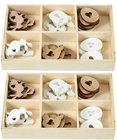 Amosfun 50 Stück Ostern Anhänger Holzscheiben Holz Ostereier Osterhasen Streudeko Osteranhänger Holz Osterdeko Eier Hasen Figur Dekohänger Osternest Füller Handwerk Basteln Baumschmuck