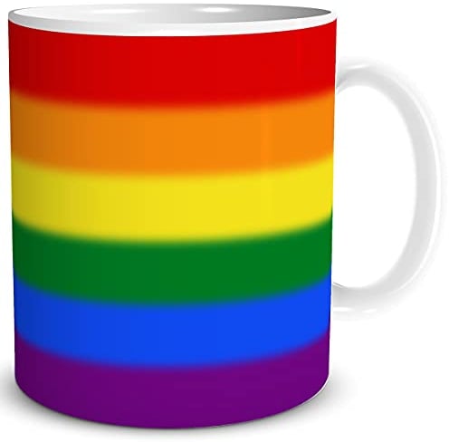 TRIOSK Tasse Regenbogen Flagge Rainbow Liebe LGBT Liebestassen Geschenk für verliebte Paare Valentinstag Männer Frauen Bunt, Keramik 300ml