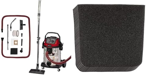 Einhell Nass-Trockensauger TE-VC 2025 SACL (Staubkl. L, für Staubpartikel mit AGW-Werten >1 mg/m³, 25l, Filterreinigung, Gerätesteckdose, inkl. umfangreiches Zubehör, 5 x Schaumstofffilter Gross)